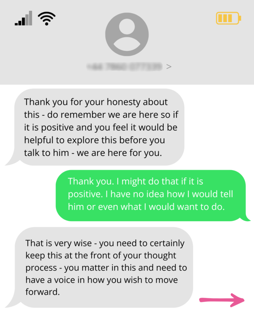 Life charity unexpected pregnancy Helpline free text message listening and free counselling service